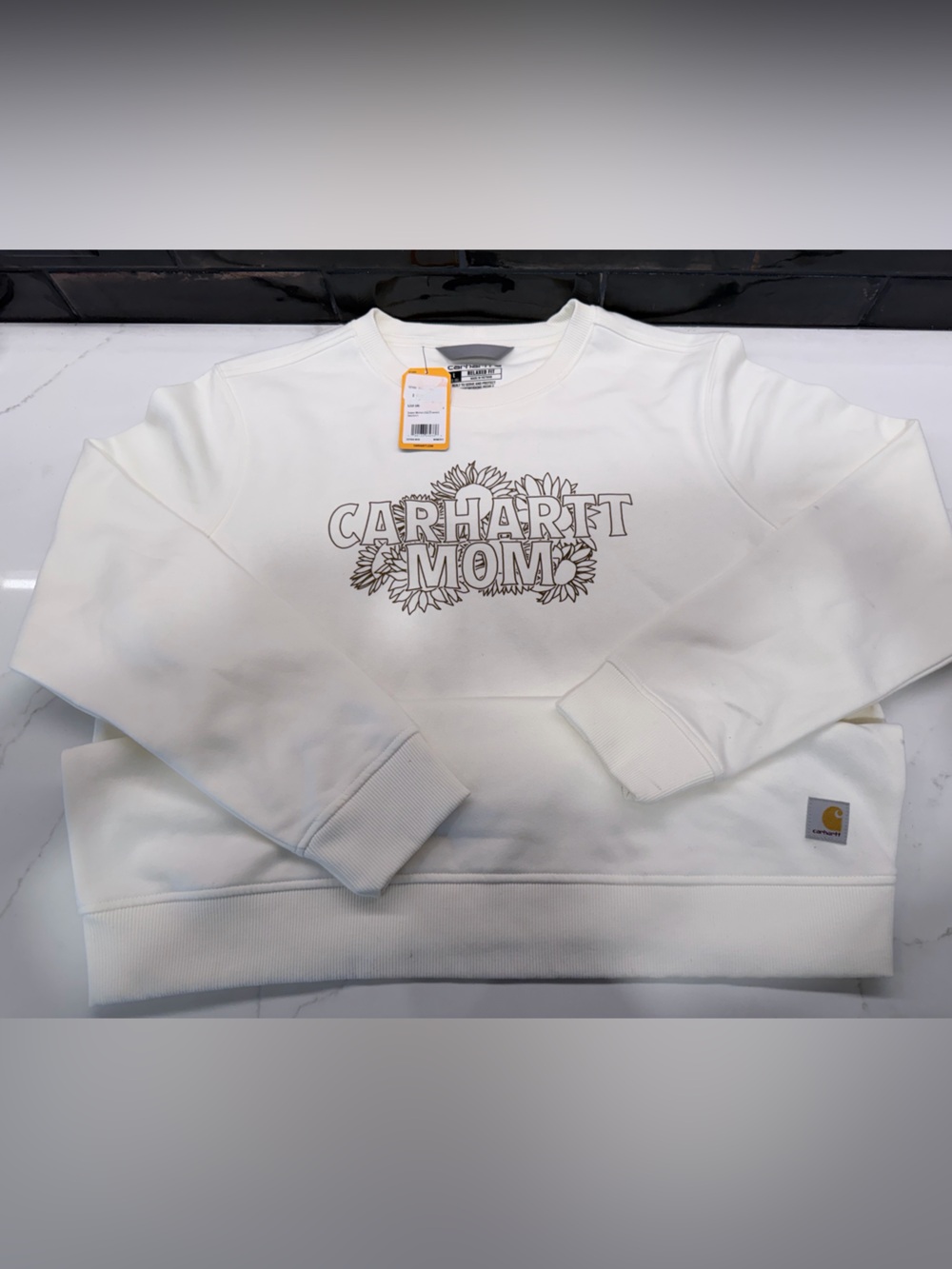Carhartt White Crewneck Sweatshirt - Carhartt Mom Floral Logo